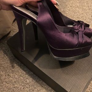 Purple silk Bebe heels